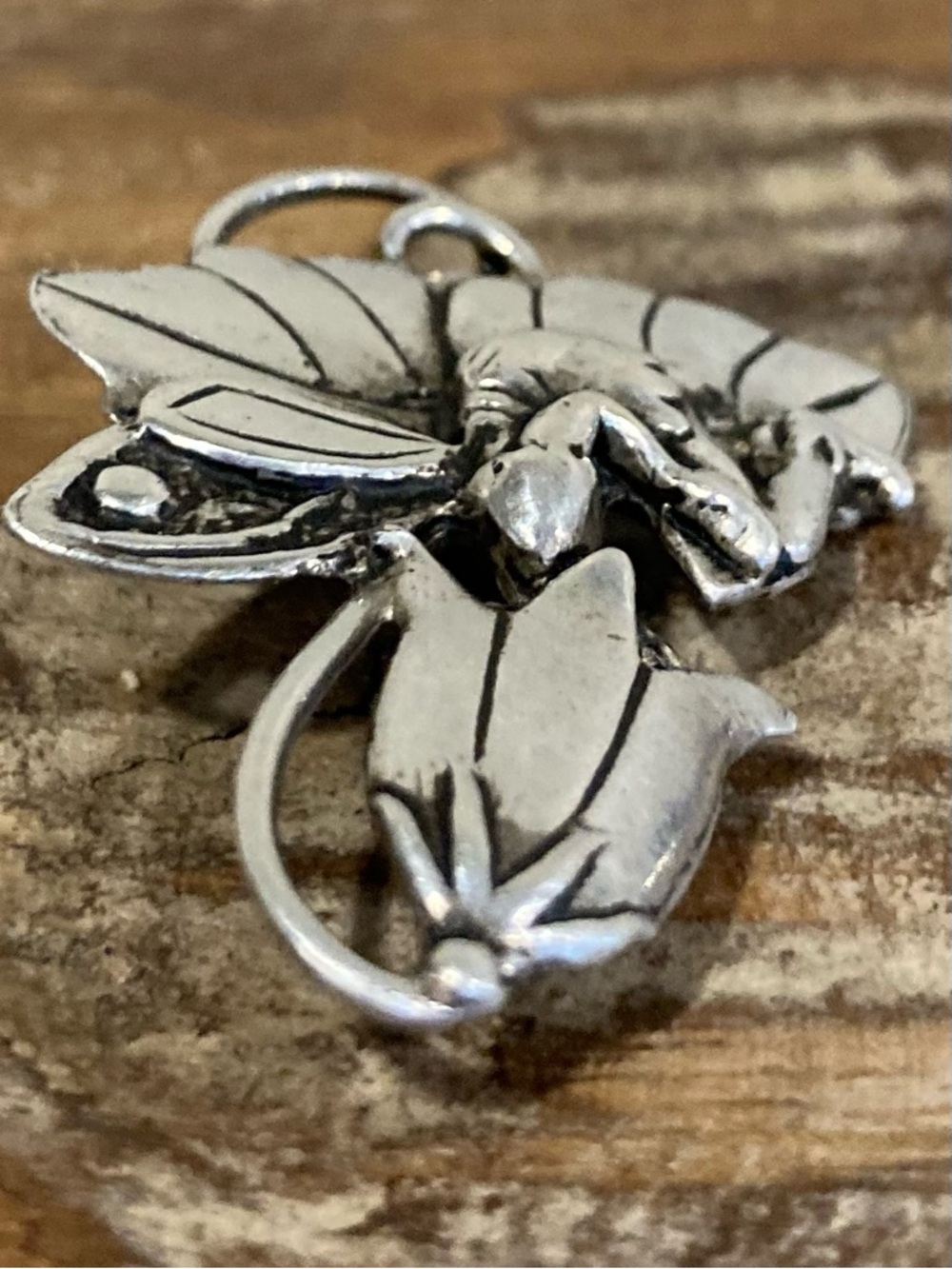 Vintage Sterling Fairy Brooch MASJ 1995 • Nature Leaf Flower Pin Cottagecore - Picture 4 of 10